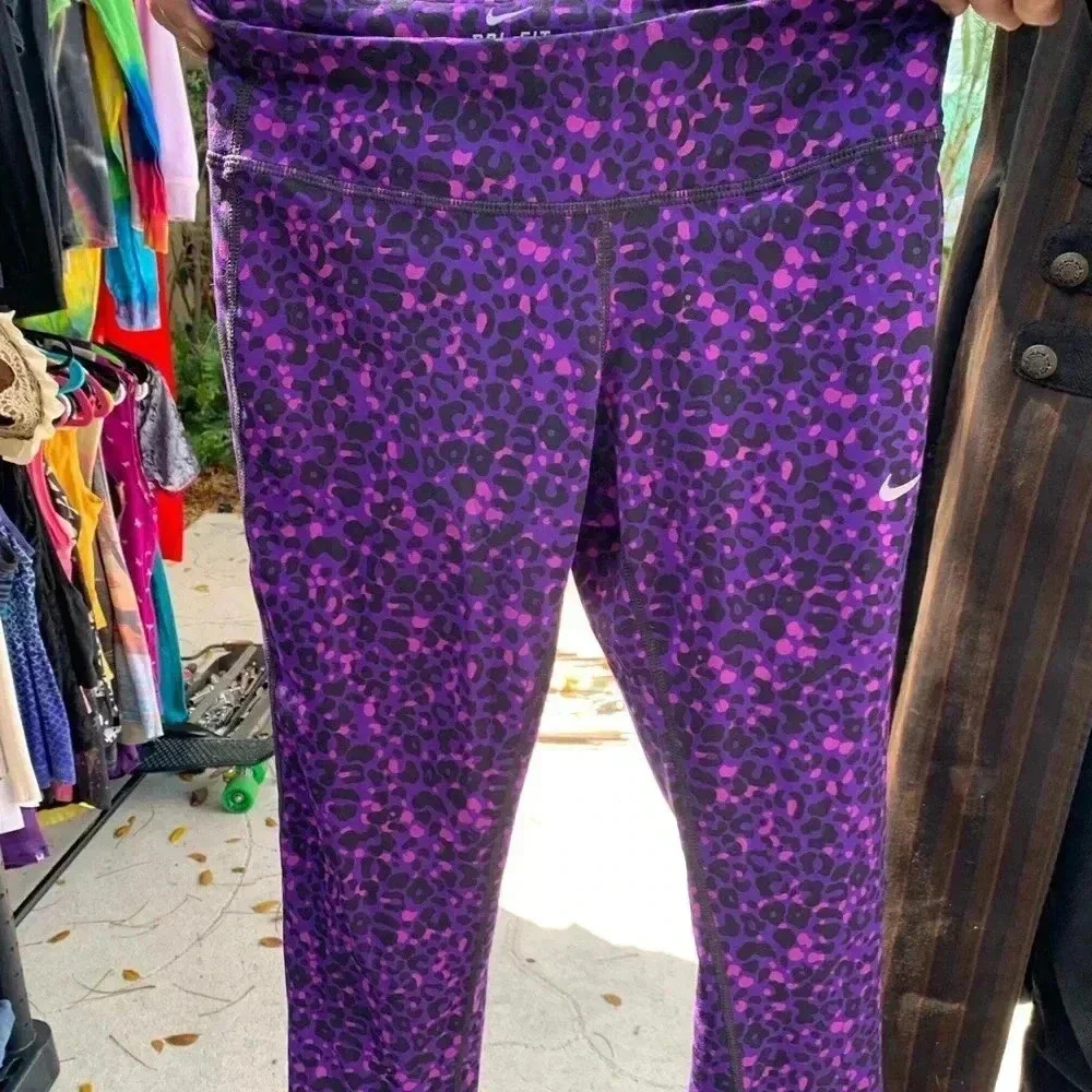 Nike Purple & Black Leopard Print Leggings